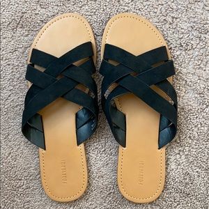 Black weave sandals - size 8.5